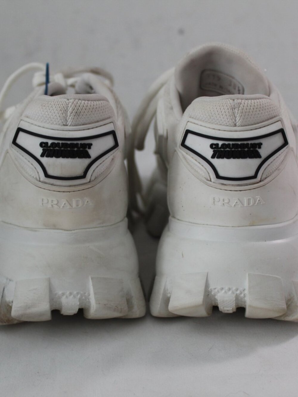 PRADA Cloudburst Thunder Sneakers Trainers Chunky Sole Lace Up White 38.5 - Picture 3 of 11